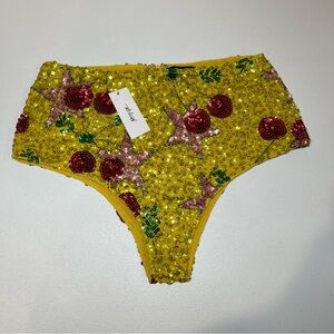 Nasty Gal Yellow Sequin cherry hotpants Women's Shorts